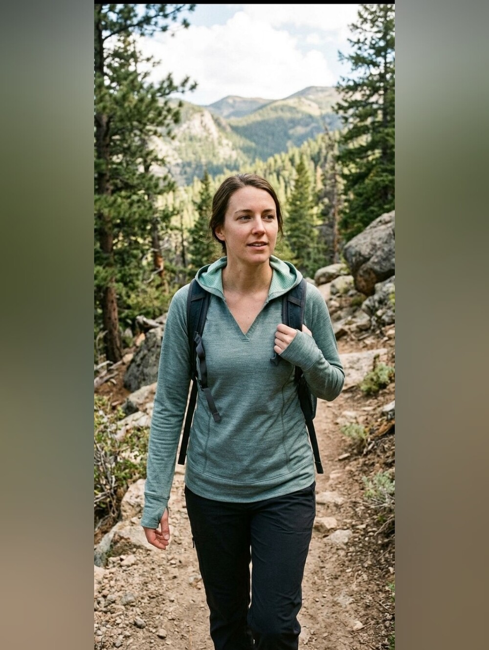 REI Lightweight Women's Hoodie- Mint Green/heathered Gray